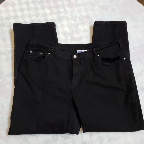 Diane Gilman Pants - Black Jean Style with Criss Cross Leg Lacing 18WP